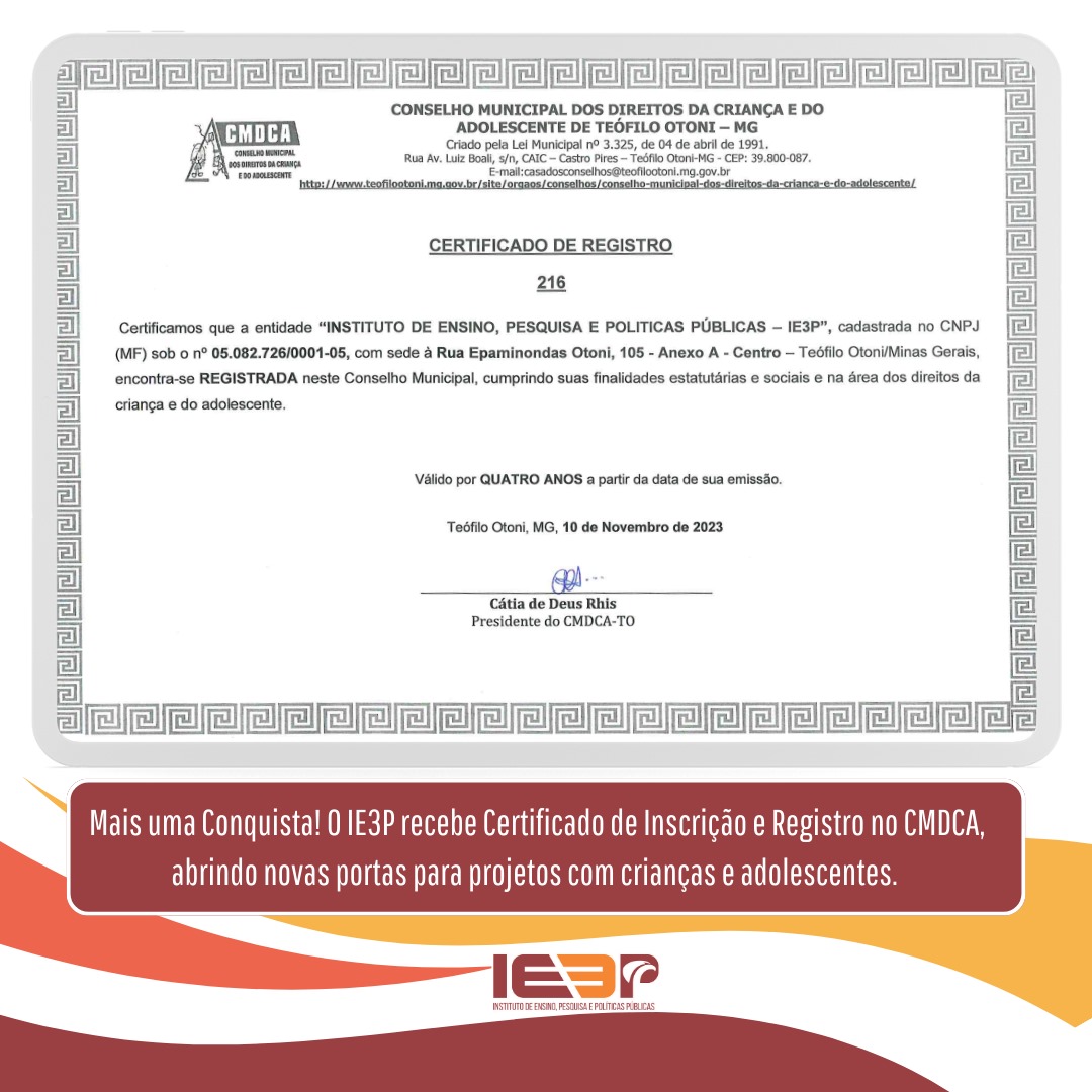 Conquista de Certificação CMDCA